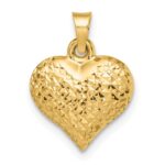 14k Polished Diamond-cut Large Puffed Heart Pendant - Image 3