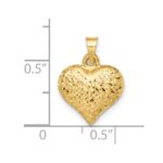 14k Polished Diamond-cut Large Puffed Heart Pendant - Image 5