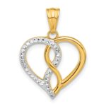 14K and White Rhodium Diamond-cut Infinity Heart Pendant