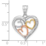 14K Tri-color Diamond-cut Hearts Pendant - Image 4