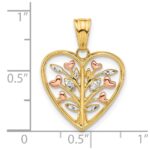14K Rose-plated and White Rhodium Diamond-cut Tree in Heart Pendant - Image 4
