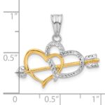 14K with White Rhodium Diamond-cut Hearts and Arrow Pendant - Image 4