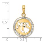 14K and White Rhodium Diamond-cut MOM Cut-out Heart Pendant - Image 4
