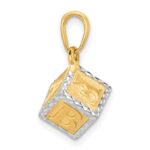 14K and White Rhodium Diamond-cut 3-D Baby Alphabet Block Pendant - Image 2
