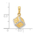 14K and White Rhodium Diamond-cut 3-D Baby Alphabet Block Pendant - Image 5