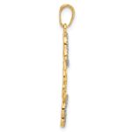 14k and White Rhodium Polished and Diamond-cut Flowers Pendant - Image 2