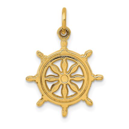 14k Ships Wheel Charm