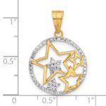 14K and White Rhodium Diamond-cut Stars Pendant - Image 4