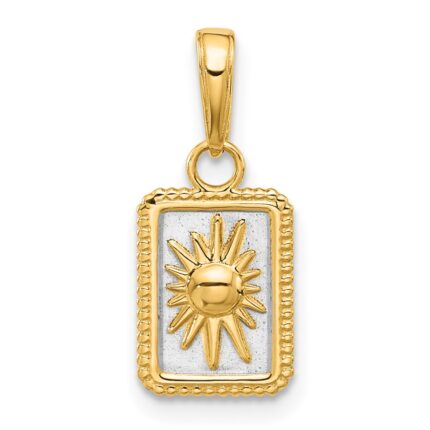 14K and White Rhodium Sun in Frame Pendant