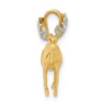 14K and White Rhodium Diamond-cut 3-D Moose Pendant - Image 2