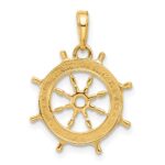 14k and White Rhodium Diamond-cut Ship's Wheel Pendant - Image 3