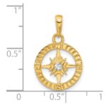 14k and White Rhodium Diamond-cut Compass Pendant - Image 4