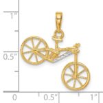 14k and White Rhodium Diamond-cut 3-D Bicycle Pendant - Image 5