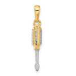 14K and White Rhodium Diamond-cut 3-D Flathead Screwdriver Pendant - Image 3