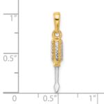 14K and White Rhodium Diamond-cut 3-D Flathead Screwdriver Pendant - Image 5