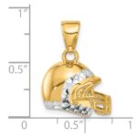 14k and White Rhodium Diamond-cut 3-D Football Helmet Pendant - Image 5