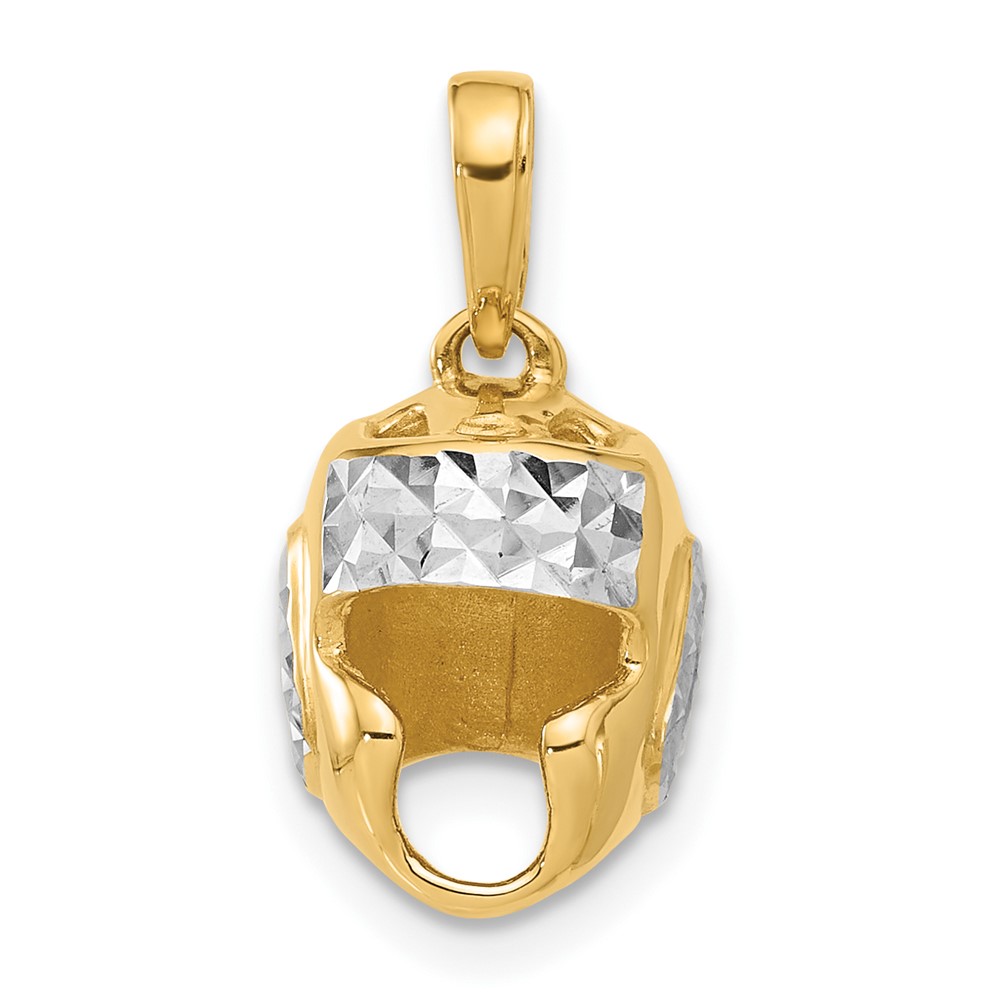 C4930.jpg 14k and White Rhodium Diamond-cut Wrestling Helmet Pendant - Image 1