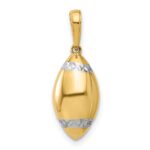 14k and White Rhodium Diamond-cut 3-D Football Pendant - Image 3