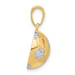 14K and White Rhodium Diamond-cut Domed Soccer Ball Pendant - Image 2