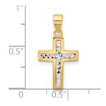 14K Two-tone Polished and Diamond-cut Cross Pendant - Image 4
