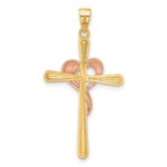14K Two-tone with White Rhodium Polished Cross with Heart Pendant - Image 3