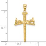 14K Polished and Textured Nails Cross Pendant - Image 5