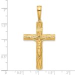 14K Polished and Textured Crucifix Pendant - Image 5