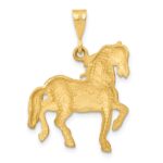 14k Satin Diamond-cut Horse Pendant - Image 3