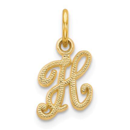 14KY Script Letter H Initial Charm