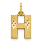 14KY Satin Diamond-cut Letter H Initial Charm