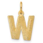 14KY Satin Diamond-cut Letter W Initial Charm - Image 3