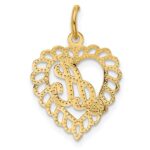 14k Heart Letter A Charm - Image 4