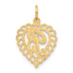 14k Heart Letter B Charm - Image 3