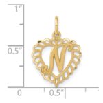 14k Heart Letter N Charm - Image 4