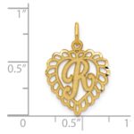 14k Heart Letter R Charm - Image 4