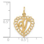 14k Heart Letter V Charm - Image 4