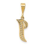 14KY Polished Script Filigree Letter I Initial Pendant - Image 3
