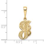 14KY Polished Script Filigree Letter J Initial Pendant - Image 4
