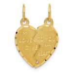 14k 2-Piece Break-Apart MY LOVE TO YOU I GIVE MY HEART Charm