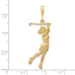 14k Satin Diamond-cut Female Golfer Pendant - Image 4