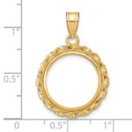 Wideband Distinguished Coin Jewelry 14k Polished Wide Twisted Wire 16.5mm Prong Coin Bezel Pendant - Image 4