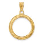 Wideband Distinguished Coin Jewelry 14k Polished and Beaded 16.5mm Prong Coin Bezel Pendant - Image 3
