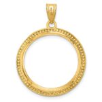 Wideband Distinguished Coin Jewelry 14k Polished and Beaded 22.0mm Prong Coin Bezel Pendant - Image 3