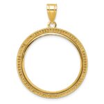 Wideband Distinguished Coin Jewelry 14k Polished and Beaded 27.0mm Prong Coin Bezel Pendant