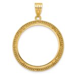 Wideband Distinguished Coin Jewelry 14k Polished and Beaded 27.0mm Prong Coin Bezel Pendant - Image 3