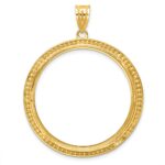 Wideband Distinguished Coin Jewelry 14k Polished and Beaded 32.7mm Prong Coin Bezel Pendant - Image 3