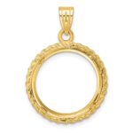 Wideband Distinguished Coin Jewelry 14k Polished and Diamond-cut with Casted Rope 18.0mm Prong Coin Bezel Pendant - Image 3