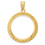 Wideband Distinguished Coin Jewelry 14k Polished and Diamond-cut with Casted Rope 22.0mm Prong Coin Bezel Pendant - Image 3