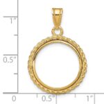 Wideband Distinguished Coin Jewelry 14k Polished with Casted Rope 16.5mm Prong Coin Bezel Pendant - Image 4