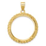 Wideband Distinguished Coin Jewelry 14k Polished with Casted Rope 22.0mm Prong Coin Bezel Pendant - Image 3